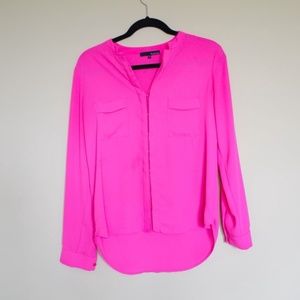 Hot pink silky long sleeve top!